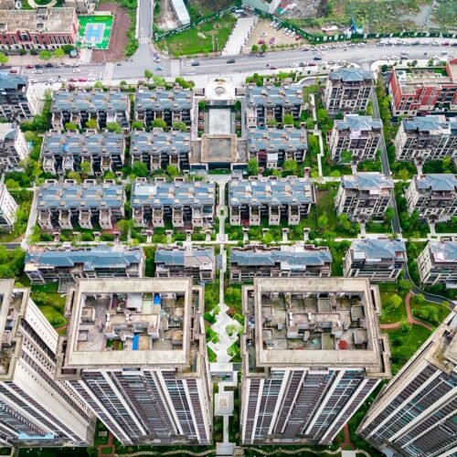 Aerial view of the neighborhood