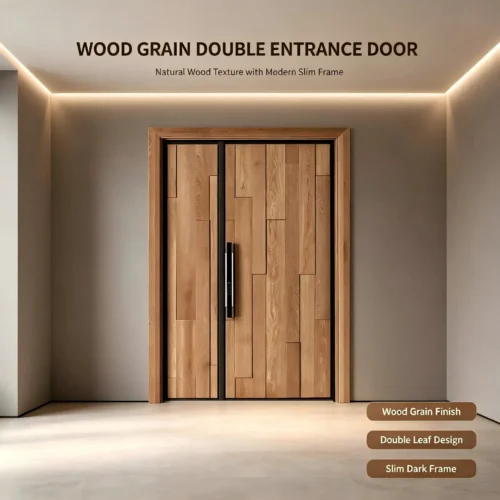 Wood Grain Double Entrance Door