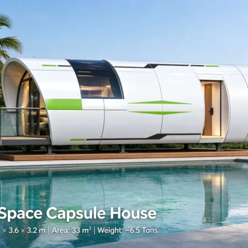 C5 Space Capsule House – 33 m² Prefabricated Capsule Home with Viewing Balcony